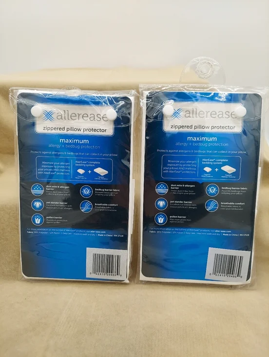 NEW 2-Pack Allerease Zipper Pillow Protector Standard/Queen Case Maximum Protect - Picture 2 of 2